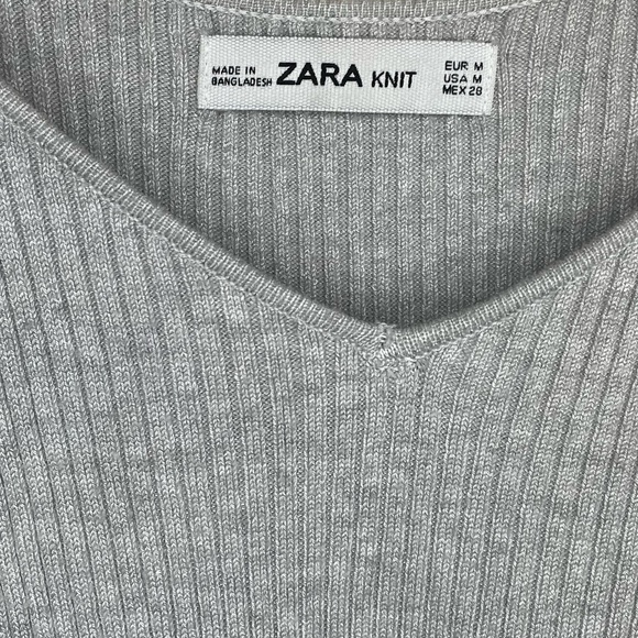 Zara Knit Grey Dress with Ties - Picture 2 of 3